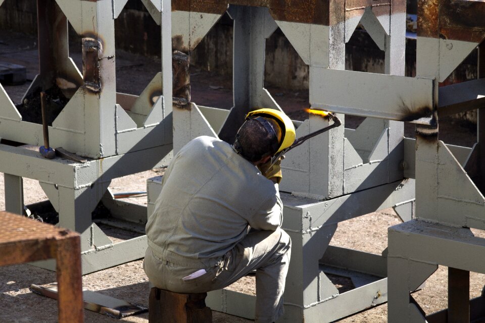 Welding steel worker