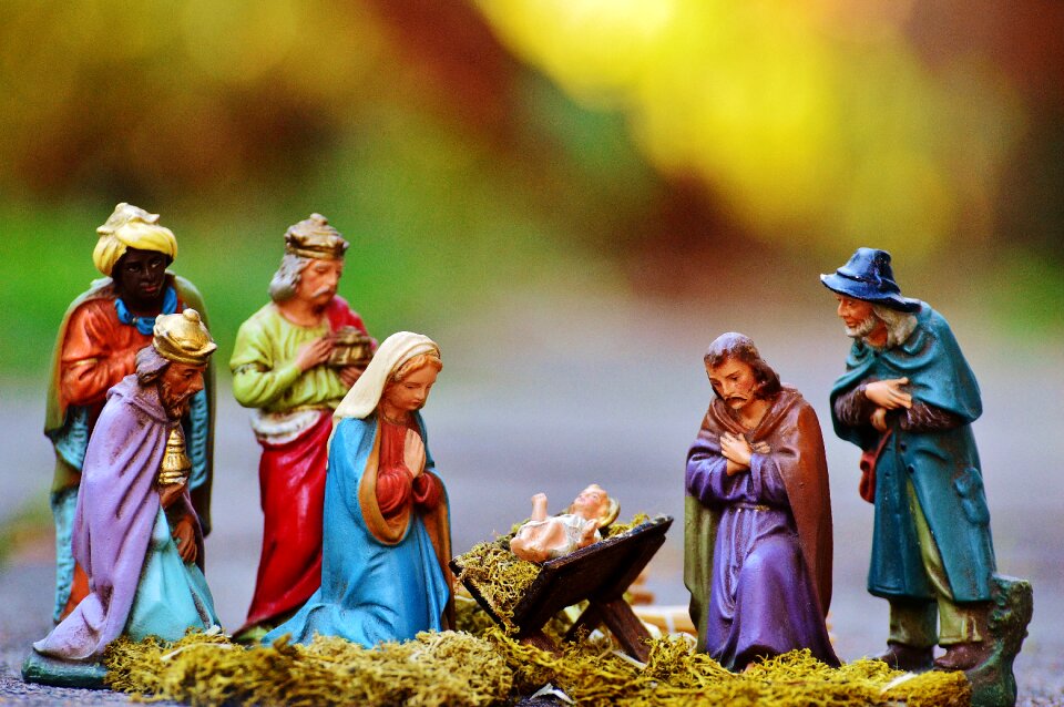 Nativity scene crib father christmas