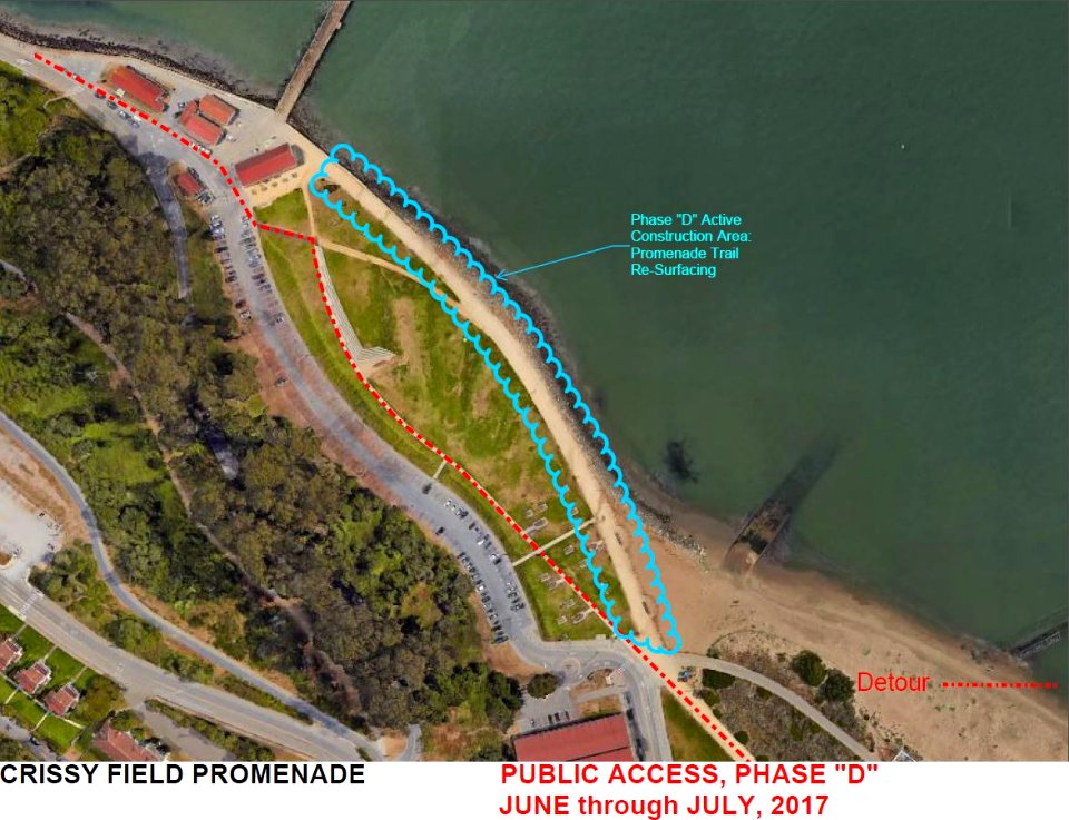 Map of Crissy Field Promenade Repair Phases