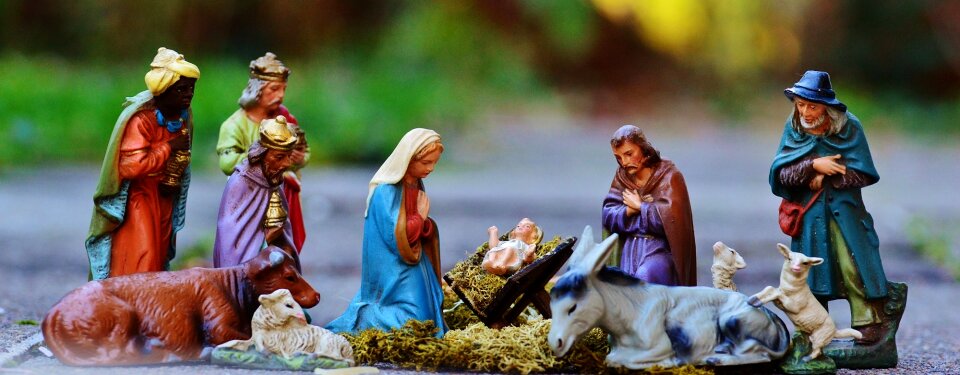 Nativity scene crib father christmas