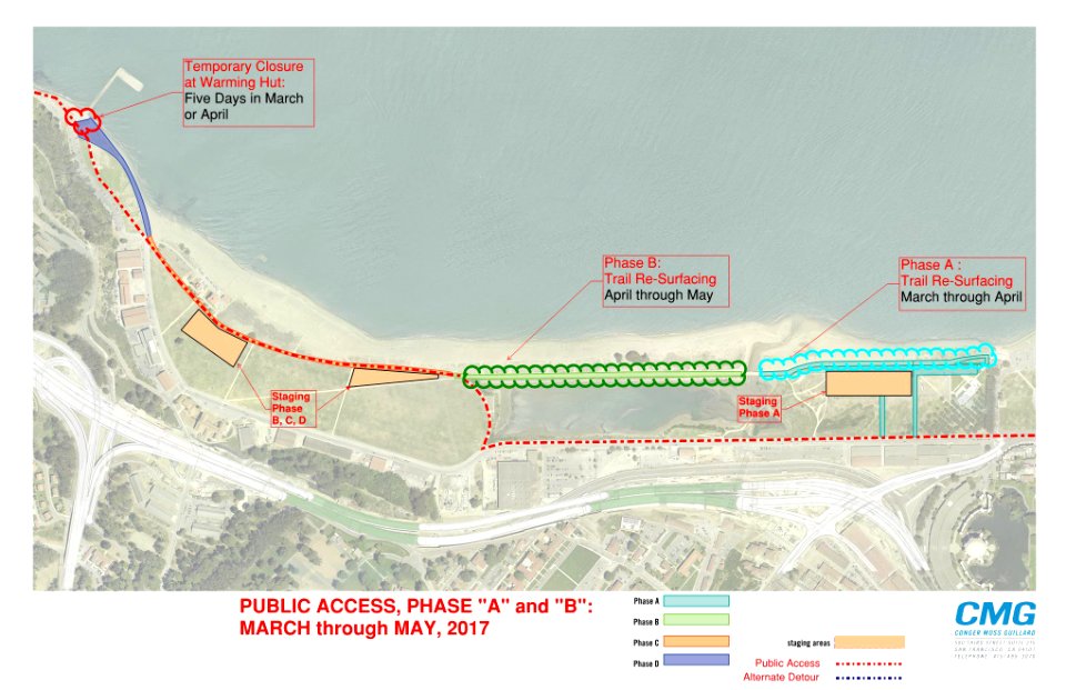 Map of Crissy Field Promenade Repair Phases