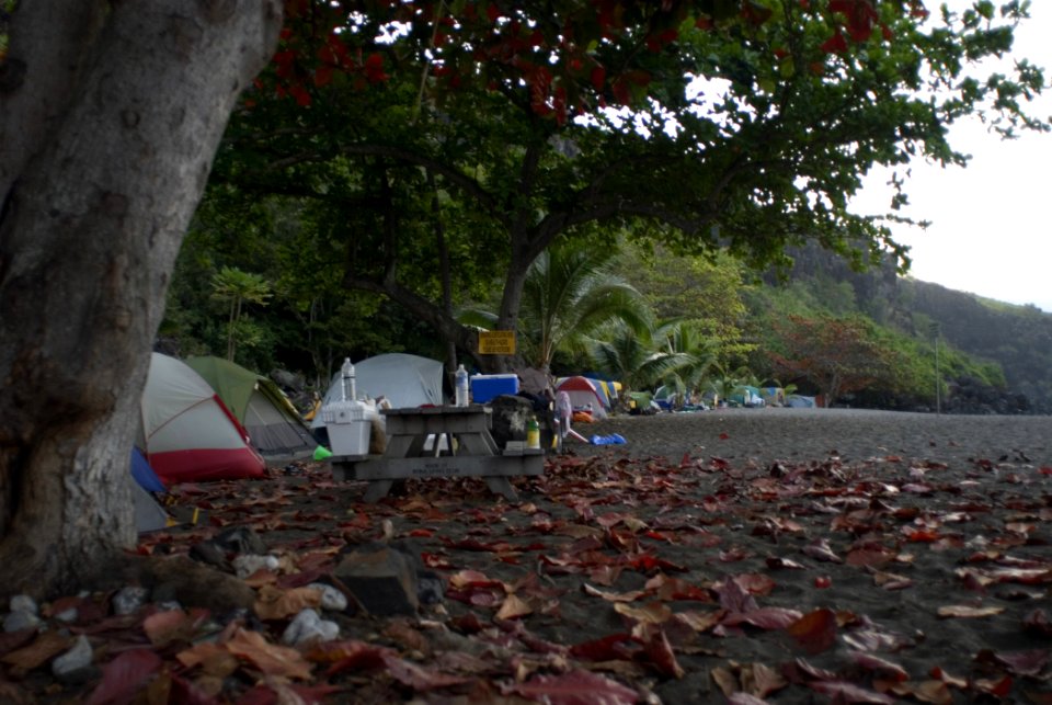 Camp Tents at Ho'Okena Beach Park in Hawaii