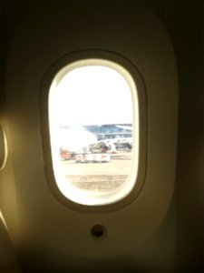 Airplane porthole.