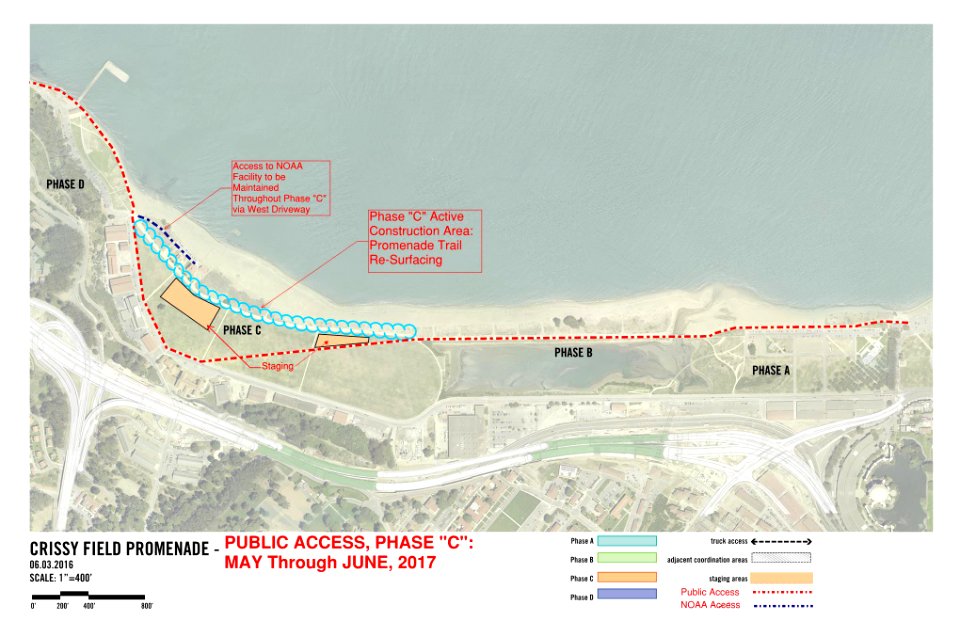 Map of Crissy Field Promenade Repair Phases