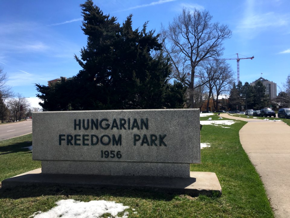 Hungarian Freedom Park sign, Denver
