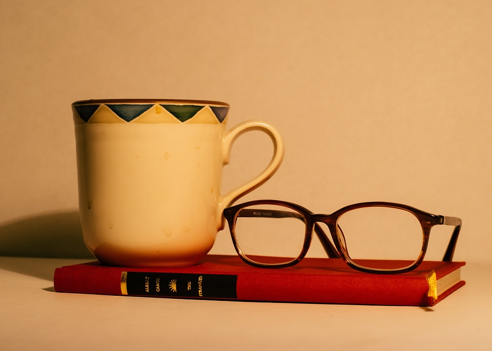 Cup orange book orange books