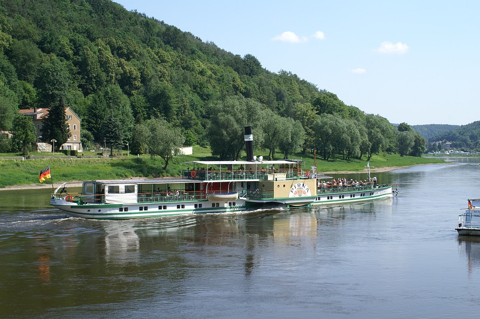 Elbe sandstone mountains shipping riverside