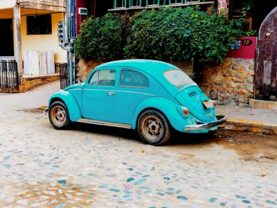 taking it back to the 80s with the vintage Volkswagen Beetle photo