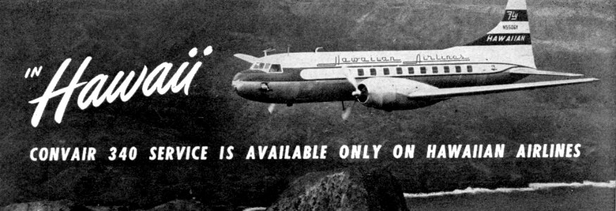 1950's Vintage Hawaiian Airlines Advertisement
