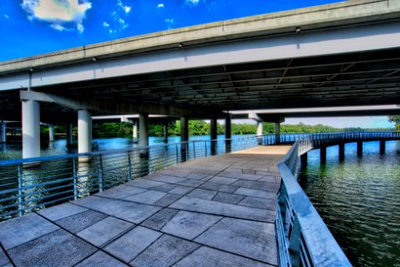 Town Lake Boardwalk Under I35 Bridge, Austin TX photo