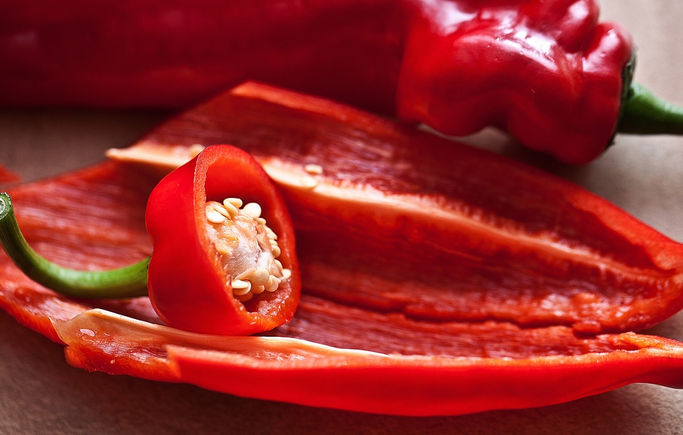 The grain of paprika red red pepper