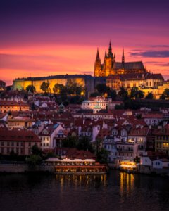 St. Vitus Cathedral at sunset, Prague photo