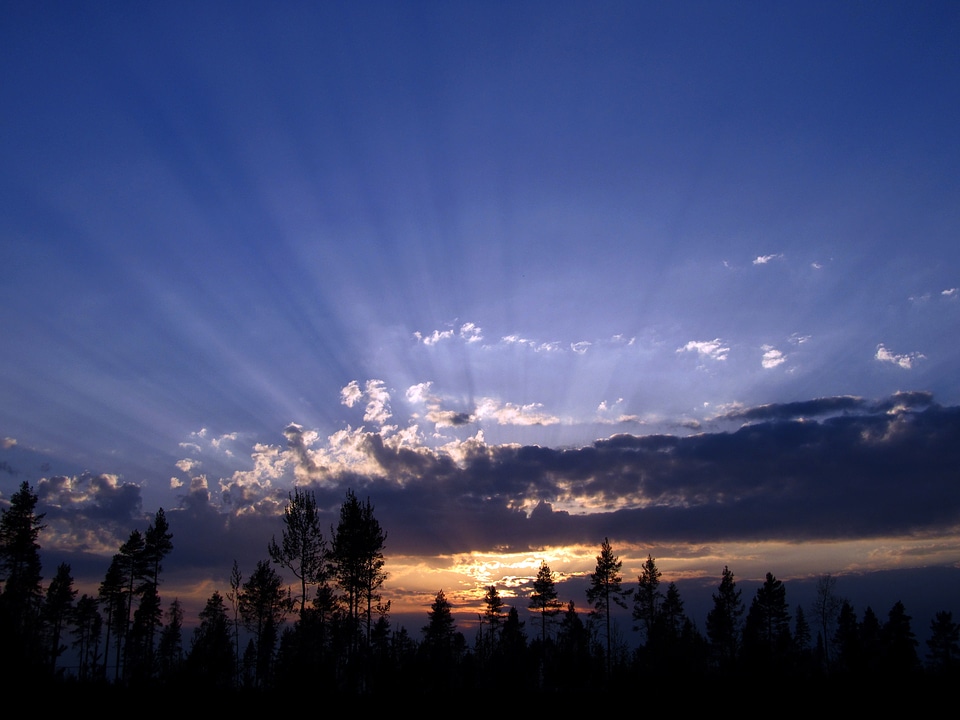 Sunset sunbeam evening landscape