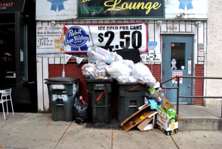 Trash in city photo