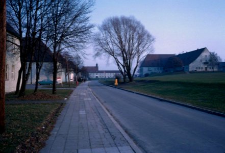 Fort Skelly,Regensburg Germany 1963 looking past 11th AC billets to HQ Building.