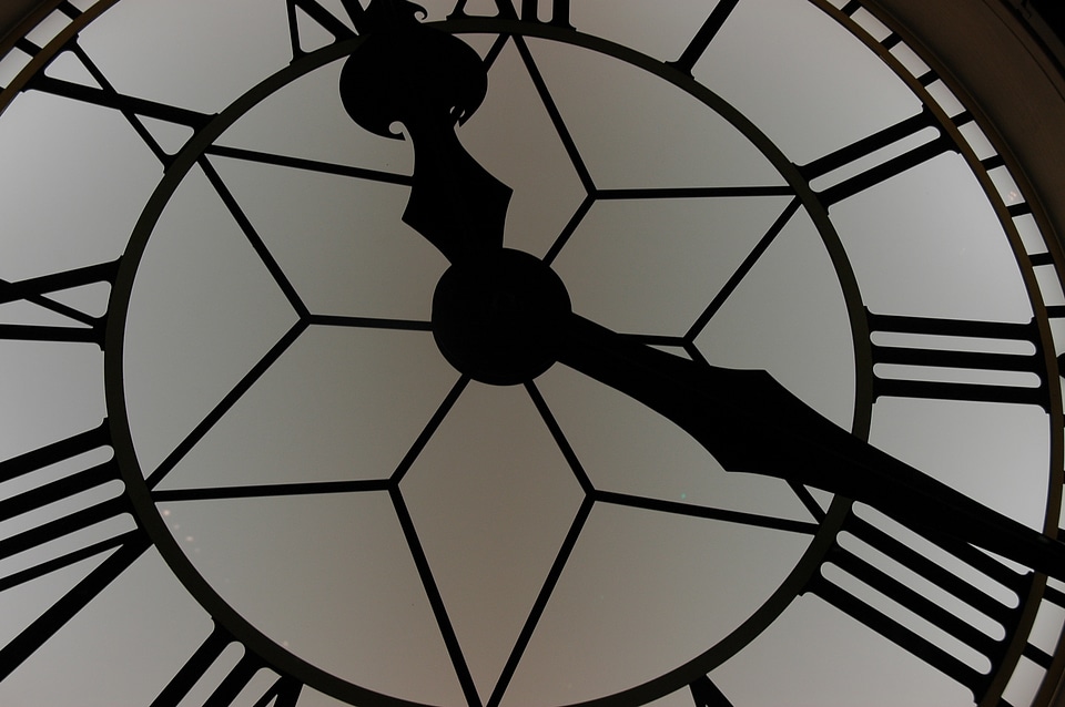 Time clock face gray time