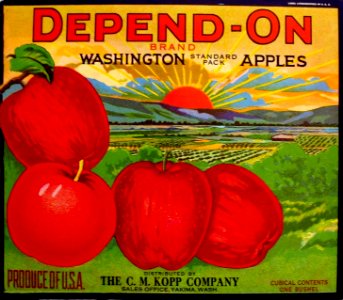 1920s Rare Depend-On Sunrise Apple Crate Label