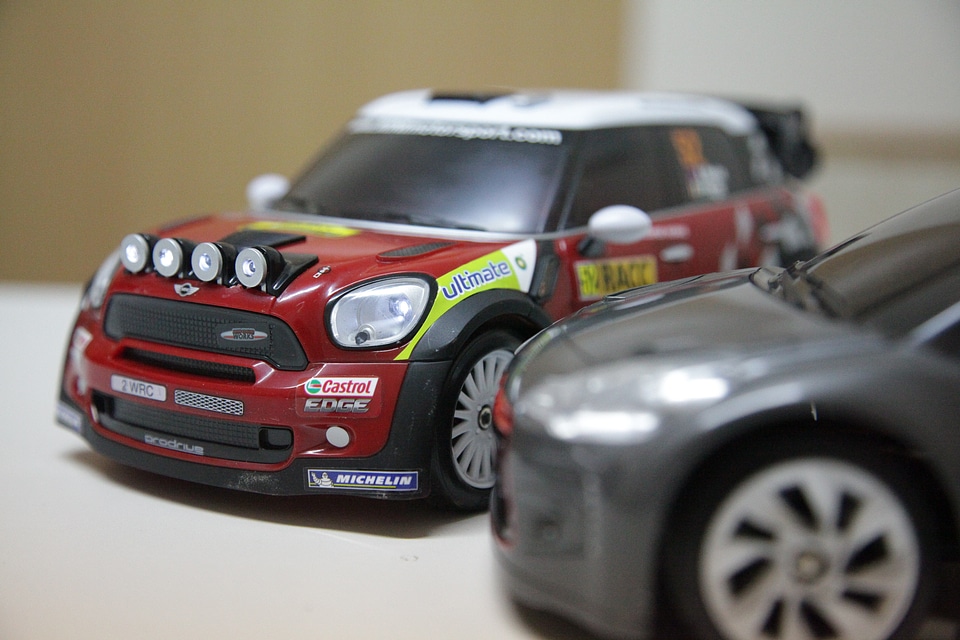 Radio-controlled toy cars mini sport closeup