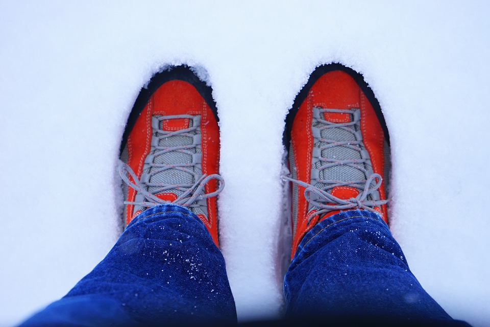 Person shoes orange