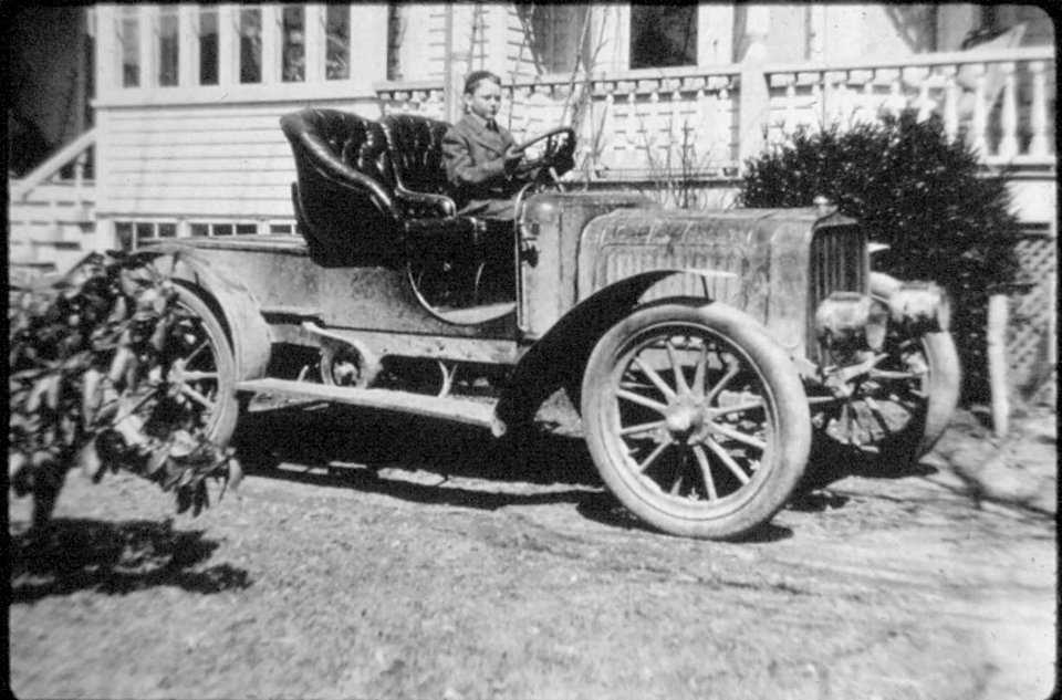 Old Hicksville NY...Fountain N Taliaferro III,  1894-1949... probably about 1907-8 in the Augustin Lumber yard truck at the house of Louise Augustin on Broadway Hicksville NY