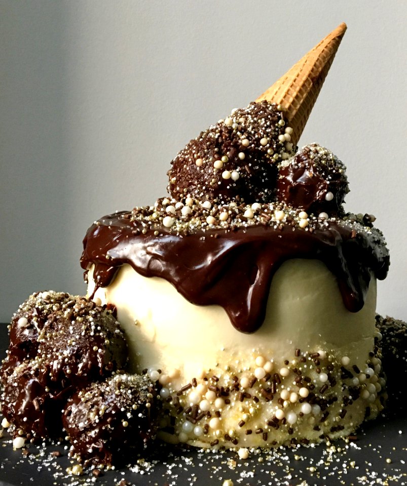 Birthday Cake, Vanilla cake with Chocolate Ganache