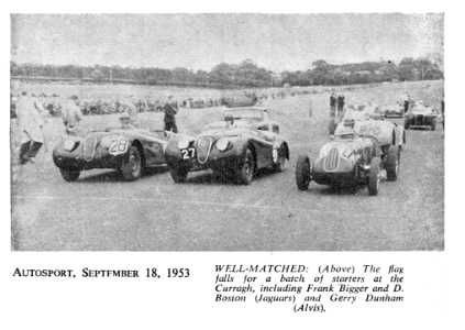 Frank Bigger in XK120 ZL8060 in Wakefield trophy Curragh Ireland1953