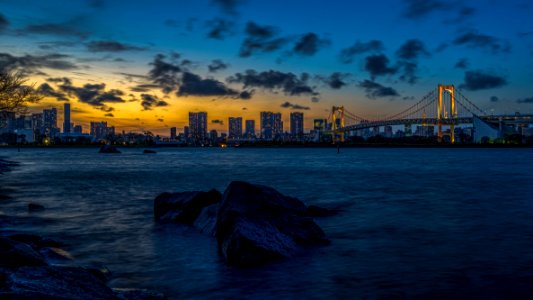 Tokyo and the Rainbow Bridge from Odaiba