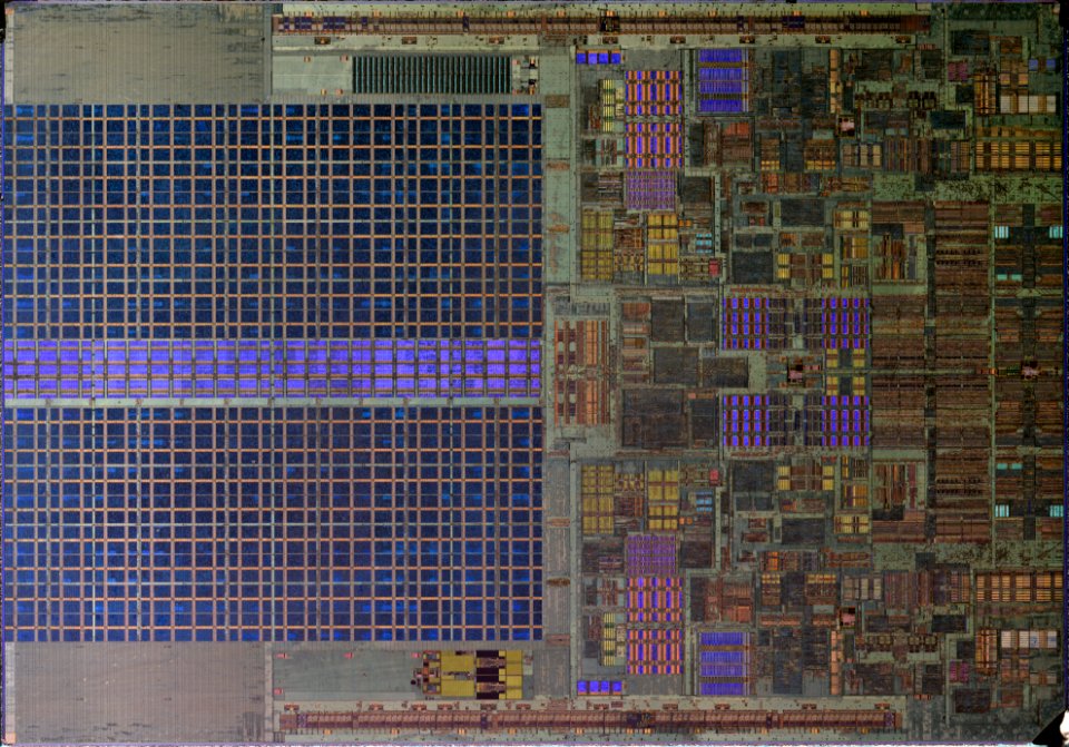 Intel Wolfdale die shot (E8400) etched - high resolution - stitched