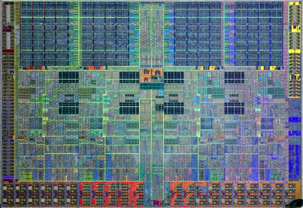 Intel Bloomfield / Gainestown die shot - etched