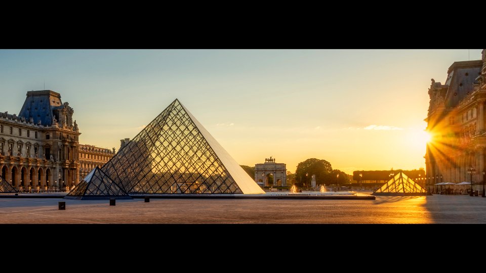Sunset over the Louvre, Paris photo