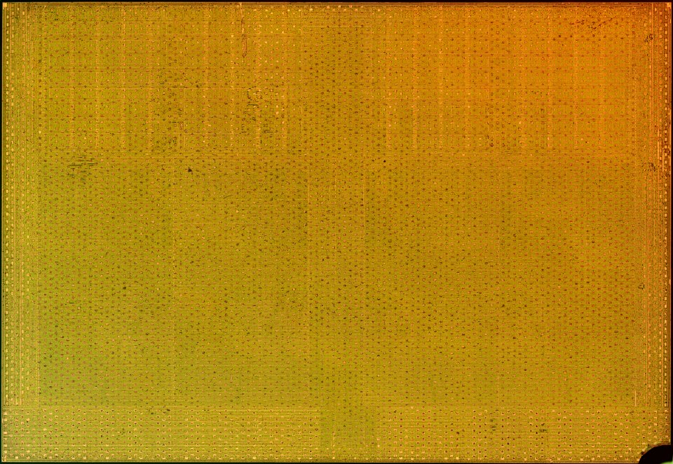 Intel Bloomfield / Gainestown die shot - top metal - high res - stitched