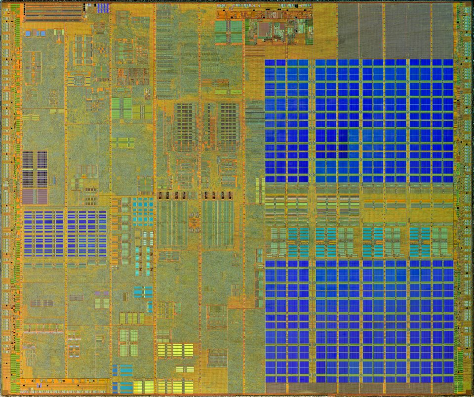 Intel Prescott-2M die shot - high res - stitched - external light