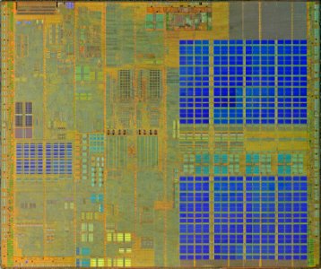 Intel Prescott-2M die shot - high res - stitched - external light