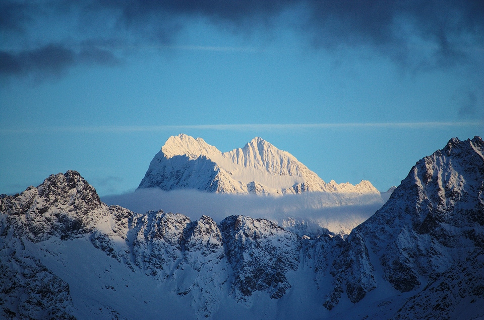 Peaks blue sky