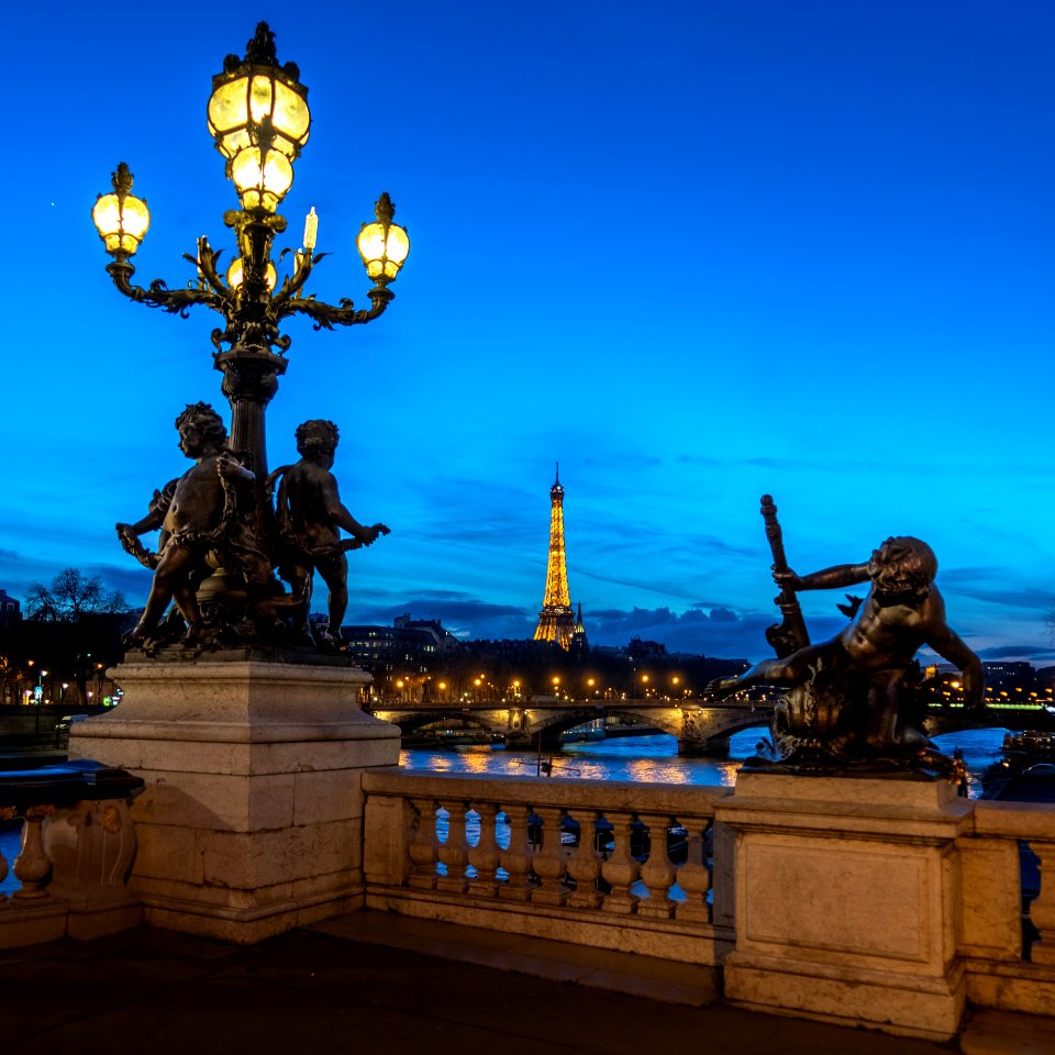 Eiffel Tower from the bridge Alexander III, Paris