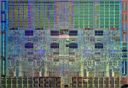 Intel Bloomfield / Gainestown die shot - etched