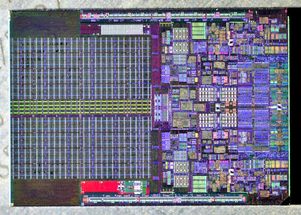 Intel Wolfdale die shot (E8400) etched
