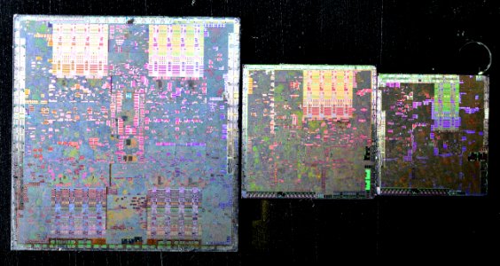 Nvidia G80, G84 and G86 size comparison photo