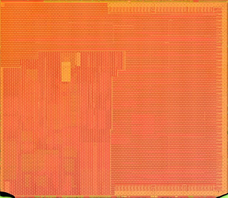 Intel Itanium 2 (Madison) die shot - top metal - high res - stitched