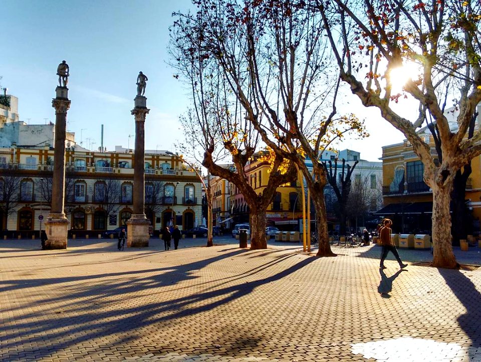 Plaza "La Alameda de Hércules" en mi barrio temporal "San Lorenzo" , #Sevilla. Barrio antiguo y tradicional con callesitas de adoquines y hermosos balcones ♥  #España #square #plaza #history #discover #documentary #documentaryphotography #visualsoflife #s