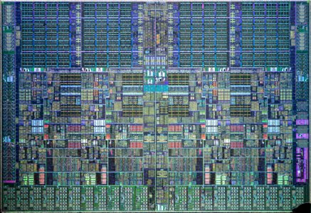 Intel Bloomfield / Gainestown die shot - etched