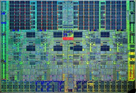 Intel Bloomfield / Gainestown die shot - etched