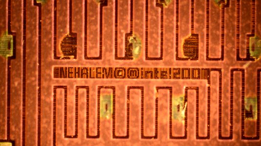 Intel Bloomfield / Gainestown - die markings - darkfield