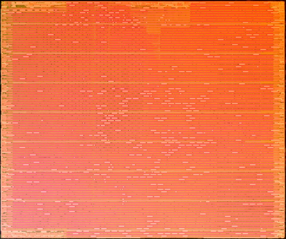 Intel Prescott-2M die shot - top metal - high res - stitched - internal light