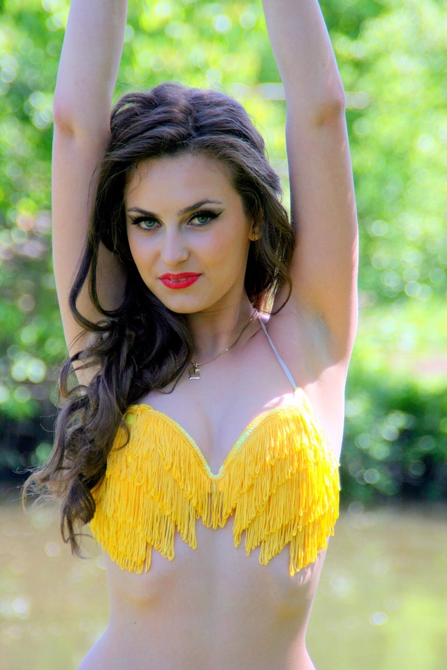 Yellow model bikini