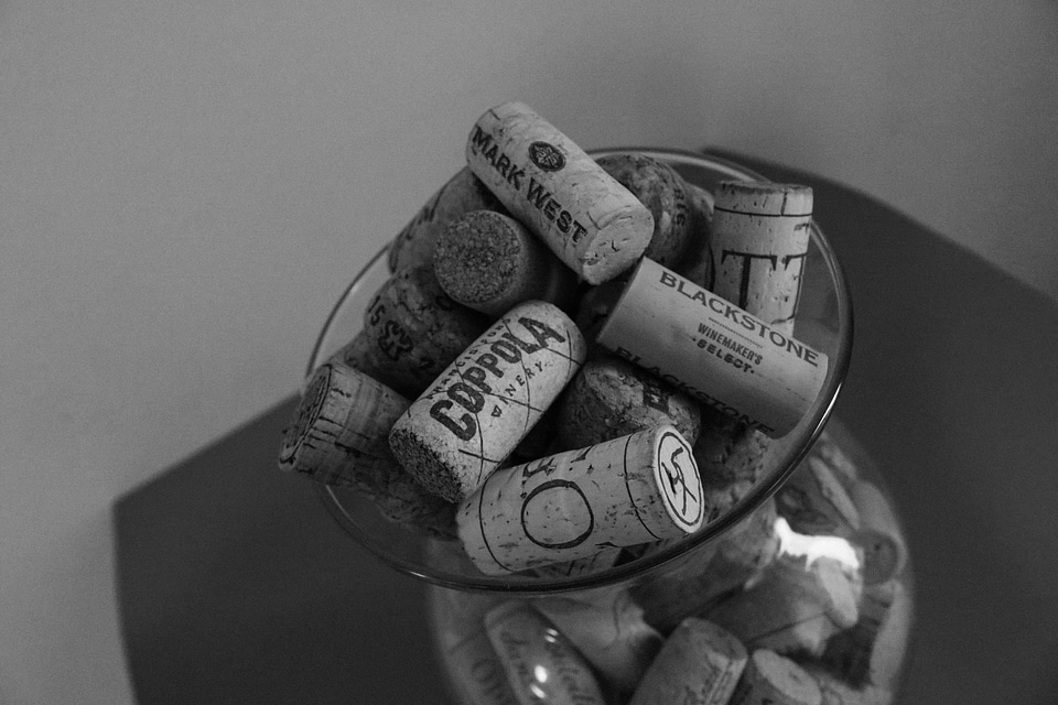 Red alcohol bottle