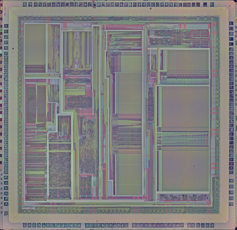 AMD AM29040 die shot - stitched (10x magnification) - high contrast filter