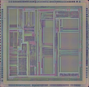 AMD AM29040 die shot - stitched (10x magnification) - high contrast filter