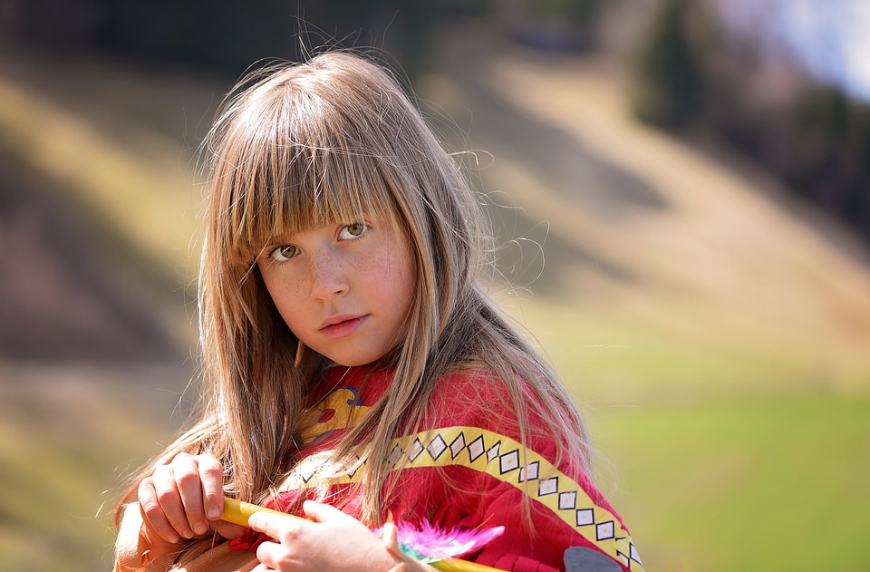 Face blond long hair