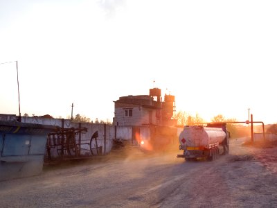 industry, sunset, tank car